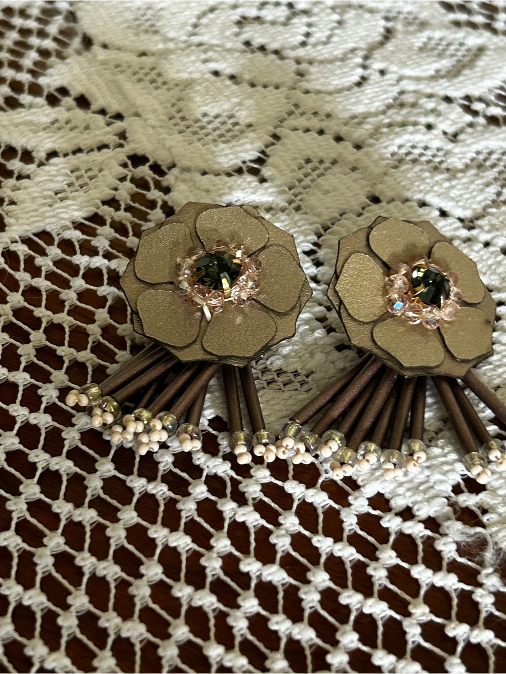 Faux leather flower earrings